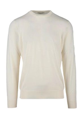 FILIPPO DE LAURENTIIS White Merino Wool Mens Crewneck Pullover