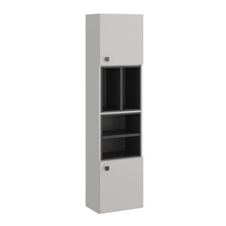 Vicco Armario De Ba&ntilde;o Gerta, Gris, 37.5 X 150 Cm Con Puerta Y Compartimentos Abiertos
