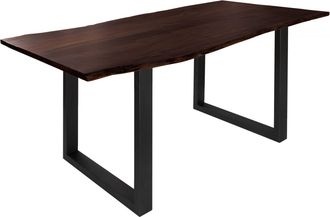 Massivmoebel24 Freeform 3 Tavolo Da Pranzo In Legno Di Acacia - Laccato Marrone /gambe In Ferro - Antracite Mat 120x90x76