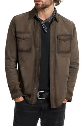 John Varvatos Izzy Suede Shirt Jacket in Earth Brown at Nordstrom Rack, Size 54