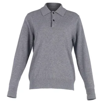 Mr P. Mr. P. Long Sleeve Polo Shirt in Grey Cashmere