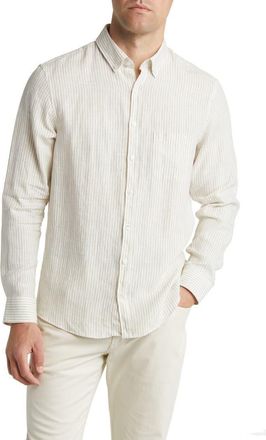 Brax Daniel Linen Button-Down Shirt in Coconut at Nordstrom, Size Large