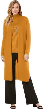 Jessica London Cotton Cashmere Duster Sweater in Rich Gold at Nordstrom, Size 32