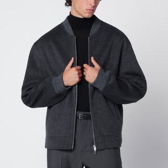 Soft Goat Bomber in lana e cashmere grigio scuro