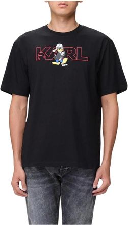 Karl Lagerfeld Tops, Heren, Zwart, M, Katoen, Donald Duck Graphic Tee