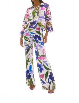 Joseph Ribkoff Floral High Waisted Trousers In Multi