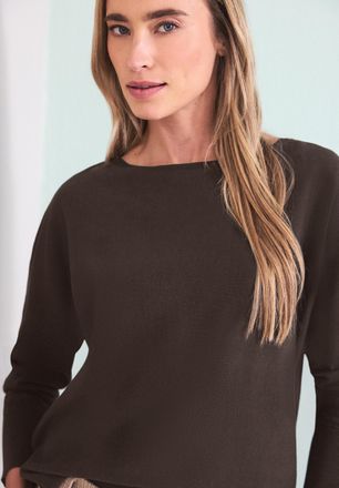 Street One Strickpullover STREET ONE, Damen, Gr. 34, molten earth, Strick, Obermaterial: 60% Viskose, 40% Baumwolle, unifarben, l&auml;ssig geschnitten h&uuml;ftbedeckend,