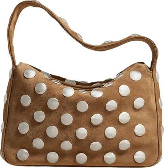 Khaite Elena Kleine Handtas met Zilveren Studs - Dames - Handtassen - Bruin - ONE Size - Leer - Tassen