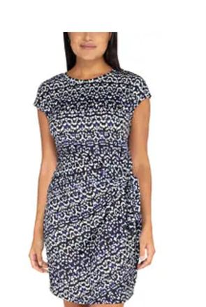 Nicole Miller Knot Crew Neck Dress In Blue