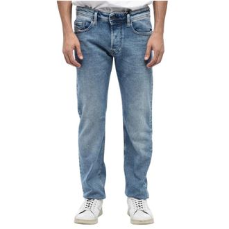 Diesel Straight Fit Jeans, male, Blue, S, Passanti cintura Logo Denim
