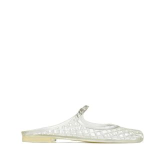 Tory Burch Tory Burch, Mules, female, White, Size: 10 US White Flat Shoes with Logo Buckle