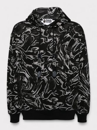 A Bathing Ape Mens Marble Graphic Print Hoodie Black - Size Small