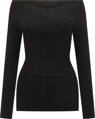 Stella McCartney Top met rechte hals en lange mouwen - Dames - Longsleeves - Zwart - S - Polyester - Tops