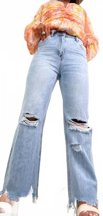Flying Monkey Jordie Distressed Denim Jean In Light Wash