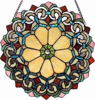 Chloe Lighting AYLA Victorian Tiffany-glass Window Panel 18 Wide