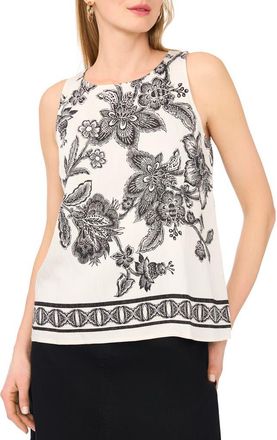 Vince Camuto Sleeveless Print Top in New Ivory Black Toile at Nordstrom Rack, Size X-Large