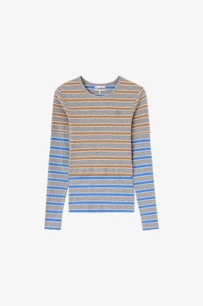 Ganni Blue Long-sleeve Top in Double Stripe - Size XXS Organic Cotton