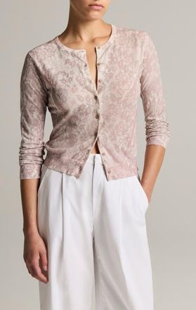 Vince Print Lace Cardigan in Mauve Lilac Lace at Nordstrom, Size Xx-Small