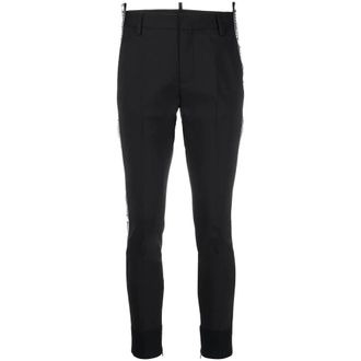 Dsquared2 Slim-fit Trousers, female, Black, S, Logo Print Slim-fit Trousers
