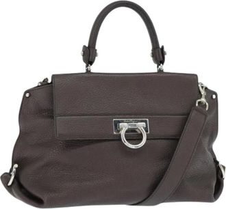 Ferragamo Pre-owned Handbags, female, Brown, Size: ONE SIZE Pre-owned Leather Handbag