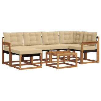 vidaXL Conjunto De Sof&aacute;s De Exterior Con Coj&iacute;n 7 Pcs Natural Y Beige Vidaxl