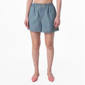 Moschino Faded Cotton Denim Shorts, Brand Size 38 ( US Size 4 )