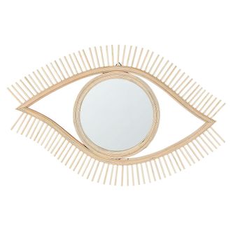 Beliani Espejo De Pared Madera Clara 48 X 79 Cm Marco Hecho A Mano Bamb&uacute; Forma De Ojo Boho R&uacute;stico Soyopa