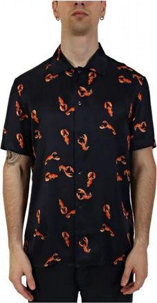 Baldessarini Night Sky Printed Lobsters Shirt - Heren - Korte mouwen Overhemden - Blauw - M - Overhemden