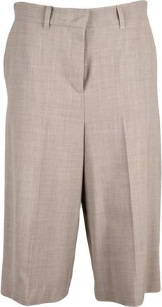 Marella Broeken, Dames, Beige, 3Xs, Wol, Cabina Bermuda Cropped Broek