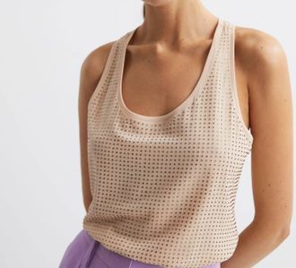 Reiss Brooklyn Embellished Scoop Neck Tank In Nude