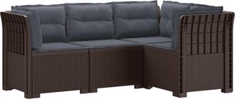 vidaXL Sof&aacute; De Jard&iacute;n Para 4 Personas Con Cojines Estilo Rattan Pp Vidaxl