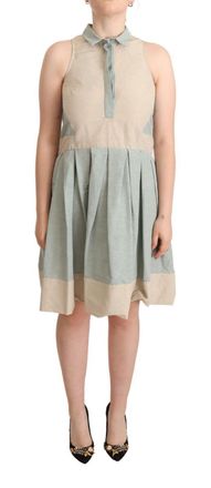 Comeforbreakfast Womens Pleated Cotton Dress - Tan - Size EU 40 (Womens)