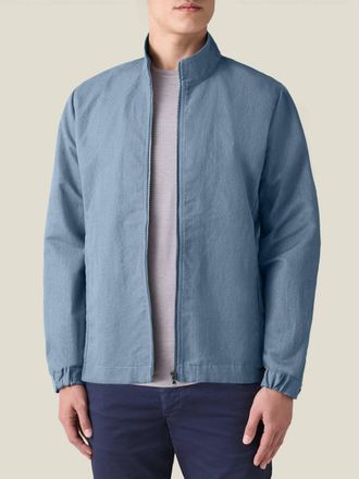 Luca Faloni French Blue Linen-Cotton Bomber Jacket
