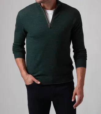 Raffi Palmer Mock Zip Sweater In Forest