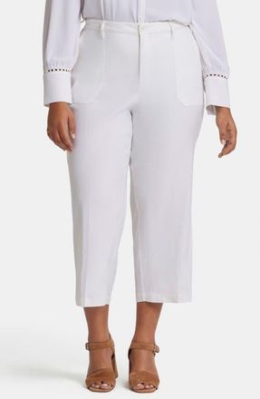NYDJ Utility Wide Leg Capri Linen Blend Pants in Optic White at Nordstrom, Size 14W