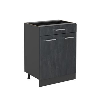 Vicco Mueble Bajo De Cocina R-line, Hormig&oacute;n Negro, 60 Cm Con Caj&oacute;n, Sin Encimera