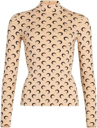 Marine Serre Tops, Dames, Bruin, XS, Moon Printed Jersey Top