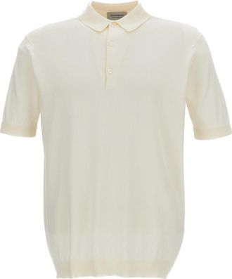 John Smedley White Cotton Short-Sleeve Polo Shirt
