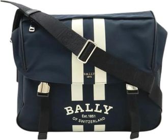 Bally Pre-owned Cross Body Bags, male, Blue, Size: ONE SIZE Pre-owned Fabro.stl Nylon Leather Messenger Bag
