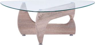 Home Heavenly Home Heavenly - Mesa Centro Cristal Ovalada Lucy Con 3 Patas De Dise&ntilde;o. 110x40x40 Cm. Color: Roble