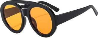 Generic Vacation Womens Large Frame Sunglasses Outdoor Commuter Driving Sun Glasses(Yellow)