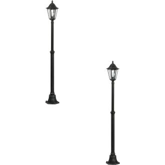 Loops 2 PACK IP44 Outdoor Bollard Light Black & Silver Lantern 2000mm Post 60W E27