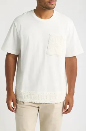 CH&Eacute; Studios Inigo Crochet Trim T-Shirt in White-23 at Nordstrom, Size Xx-Large