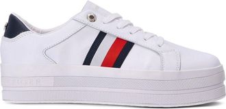 Tommy Hilfiger logo-detail sneakers - women - Leather/Recycled Cotton/Cotton/Rubber/Polyurethane - 11 - White