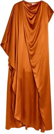 Roksanda Ilincic Hiba Asymmetric Draped Silk Maxi Dress - Orange - 16 (UK16 / XL)