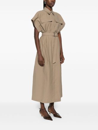 Brunello Cucinelli Brunello Cucinelli Womens Cotton Long Dress - Tan - Size Medium