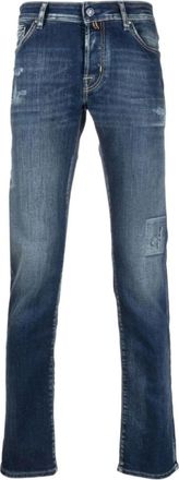 Jacob Cohen Rechte jeans met middelhoge taille - Heren - Slim Fit Jeans - Blauw - W35 - Katoen - Jeans