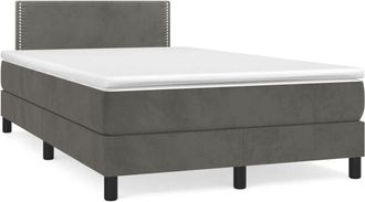 vidaXL Vidaxl - Cama Box Spring Colch&oacute;n Y Led Terciopelo Gris Oscuro 120x190 Cm