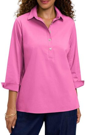 Foxcroft Therese Button Back Popover Shirt in Guava Pink at Nordstrom, Size Small