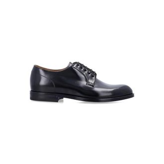 Green George Klassieke Gepolijste Leren Derby Schoenen - Heren - Nette schoenen - Zwart - 43 EU - Leer - Schoenen